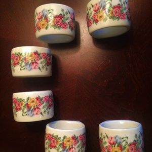6 Vintage Bill Blass Floral Napkin Rings